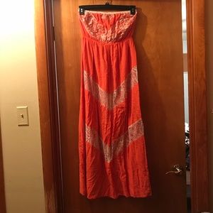 Orange and cream maxi dress - M